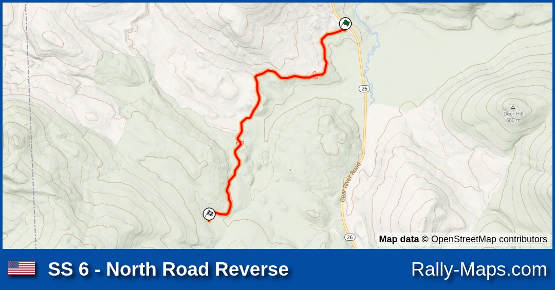 SS 6 North Road Reverse stage map New England Forest Rally 2022