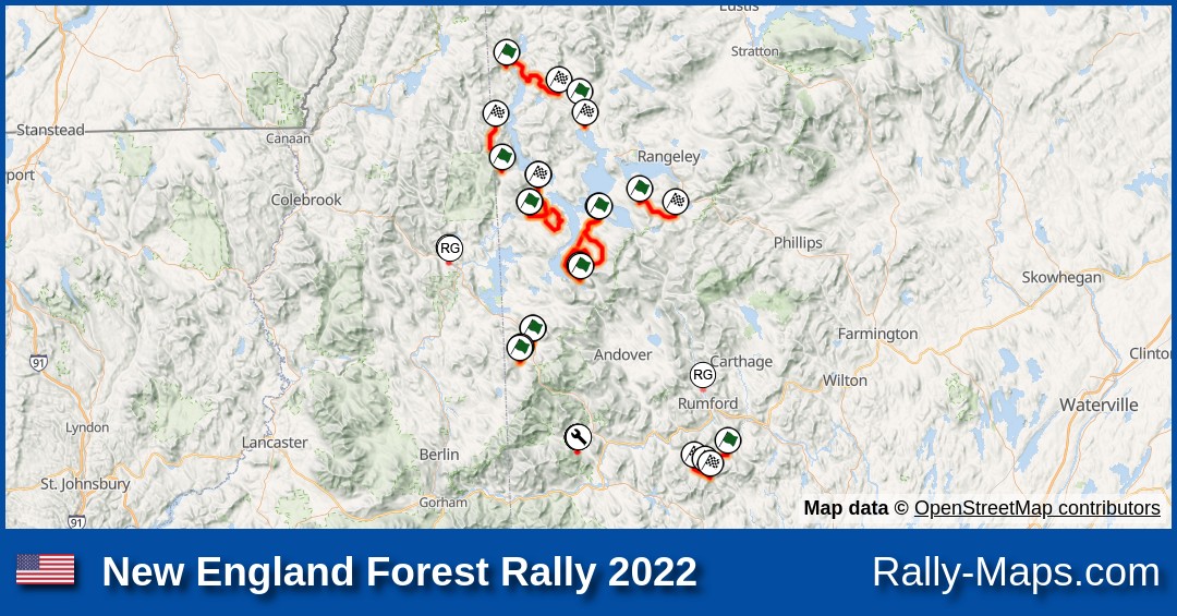 Streckenverlauf New England Forest Rally 2022 [ARA] RallyeKarte.de