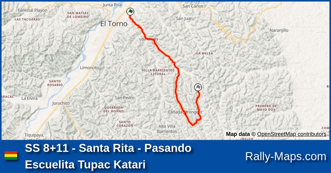 SS 8+11 - Santa Rita - Pasando Escuelita Tupac Katari stage map | Rally ...